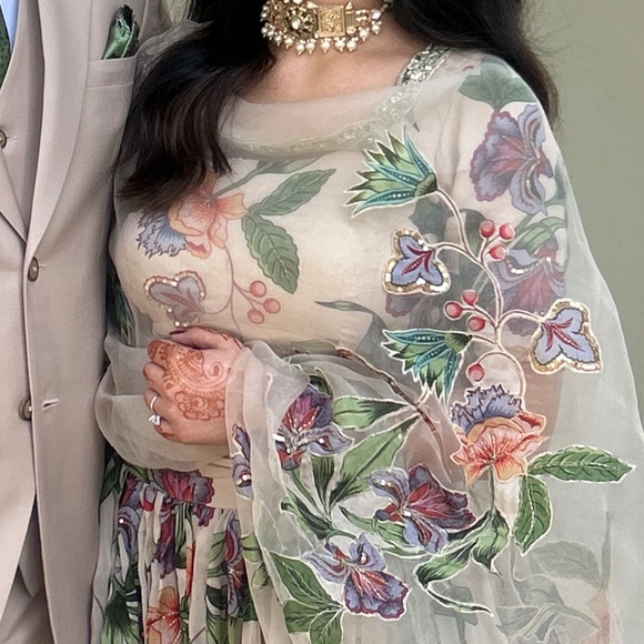 Off white Printed Lengha for sale - Picture 4 of 10